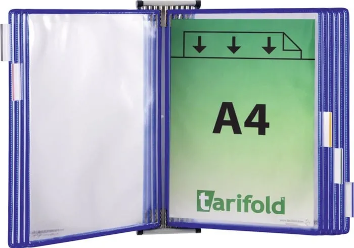 Wandhalter 5 Sichttafeln blau m.Drahtrahmen,ku.-ummantelt f.DIN A4 TARIFOLD