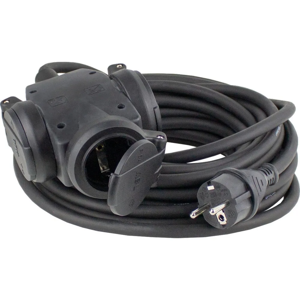 3-fach Vollgummi-Verteilersteckdose, 10m H07RN-F 3G1,5