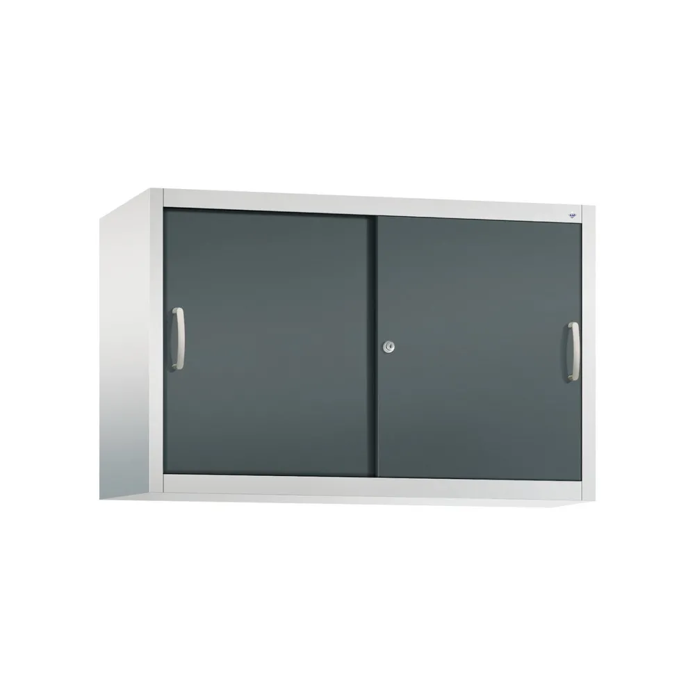 Aufsatzschrank für C+P Werkstatt-Schiebetürenschrank, 1 Fachboden, HxBxT 790 x 1.200 x 400 mm, anthrazitgrau, lichtgrau