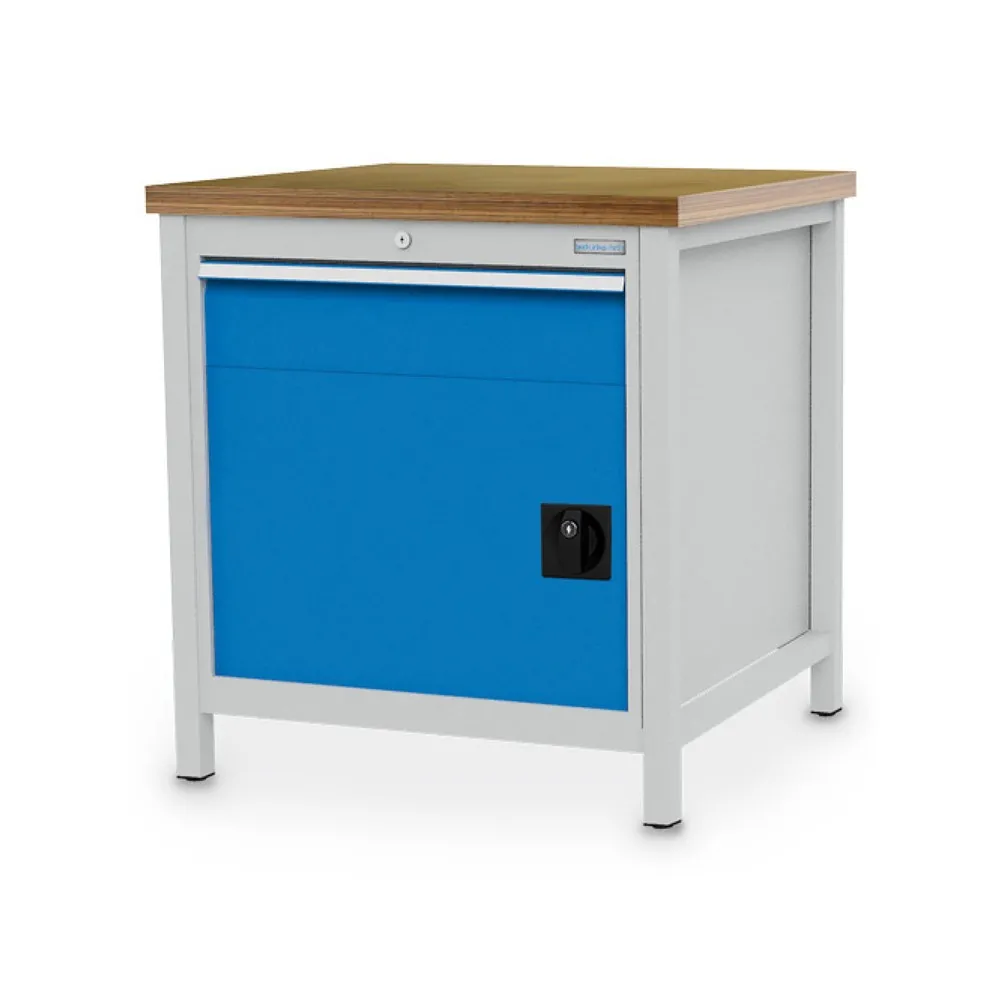 Bedrunka+Hirth Kastenwerkbank R 24-24, HxBxT 859 x 810 x 750 mm, lichtgrau, lichtblau, 1 Schublade 1x150 mm, 1 Flügeltür 1x450 mm