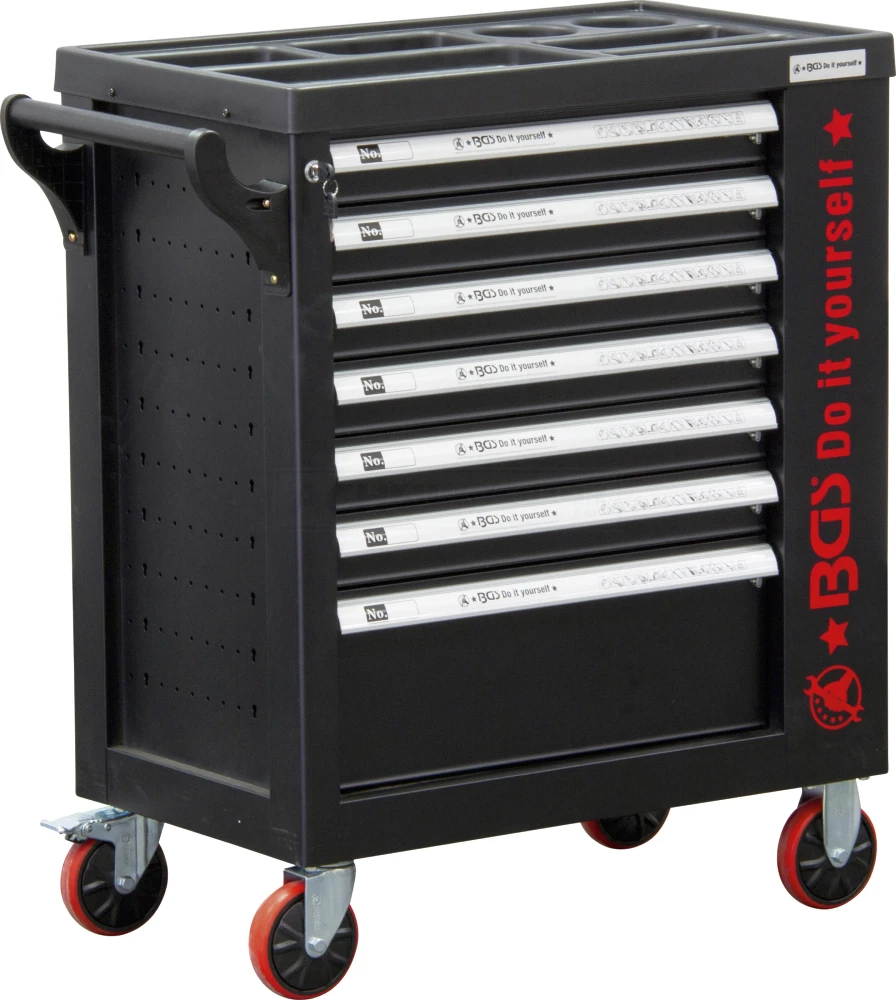 BGS DIY Werkstattwagen | 7 Schubladen | 1 Seitentür | leer – 6058-1