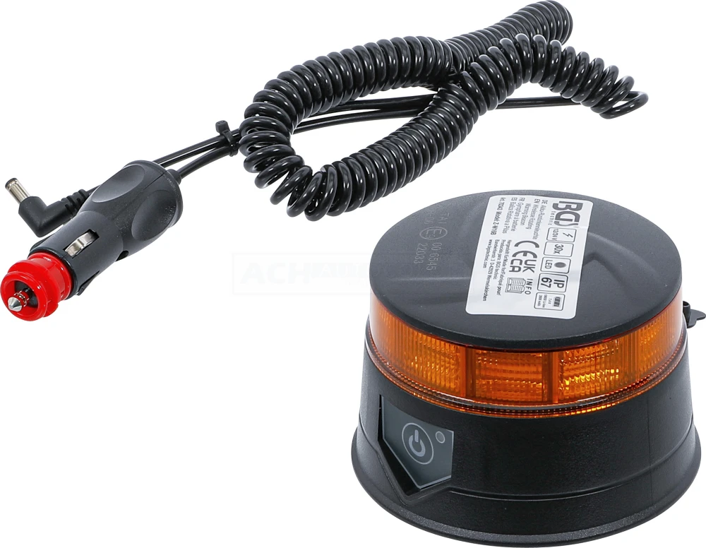 BGS Akku-Rundumkennleuchte | gelb | mit Magnet | 12 V / 24 V | Ø 130 mm – 70343