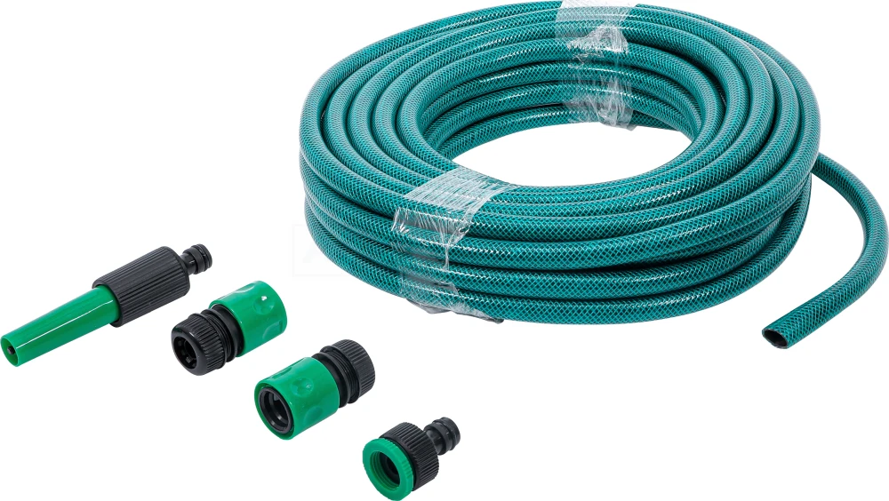 BGS DIY Wasserschlauch | PVC | mit Wasserspritze und Schnellkupplungen | 15 m | 6-tlg. – 70906