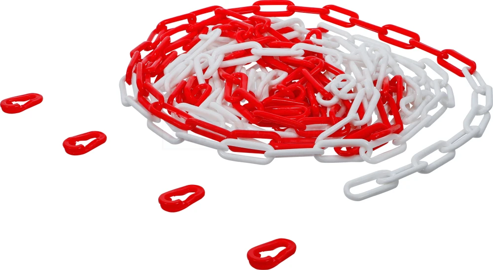 BGS DIY Absperrkette | rot / weiß | 4 Karabiner | Kunststoff | 7,5 m – 80816