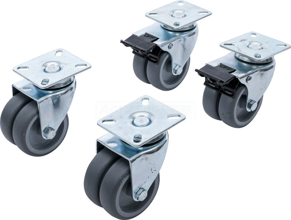 BGS DIY Doppel-Lenkrollen-Satz | für Strandkörbe / Palettenmöbel | Ø 75 mm | 4-tlg. – 81940