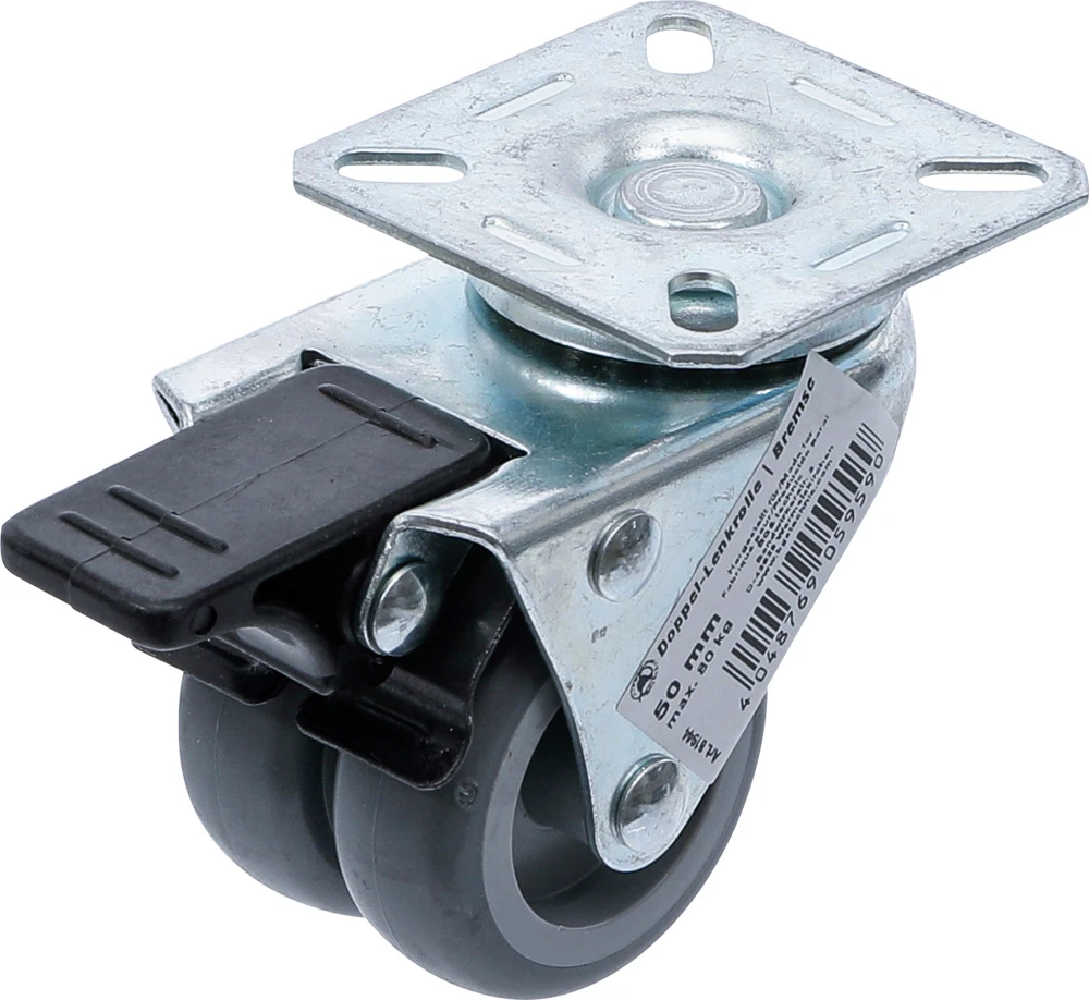 BGS DIY Doppel-Lenkrolle | mit Bremse | Ø 50 mm – 81944