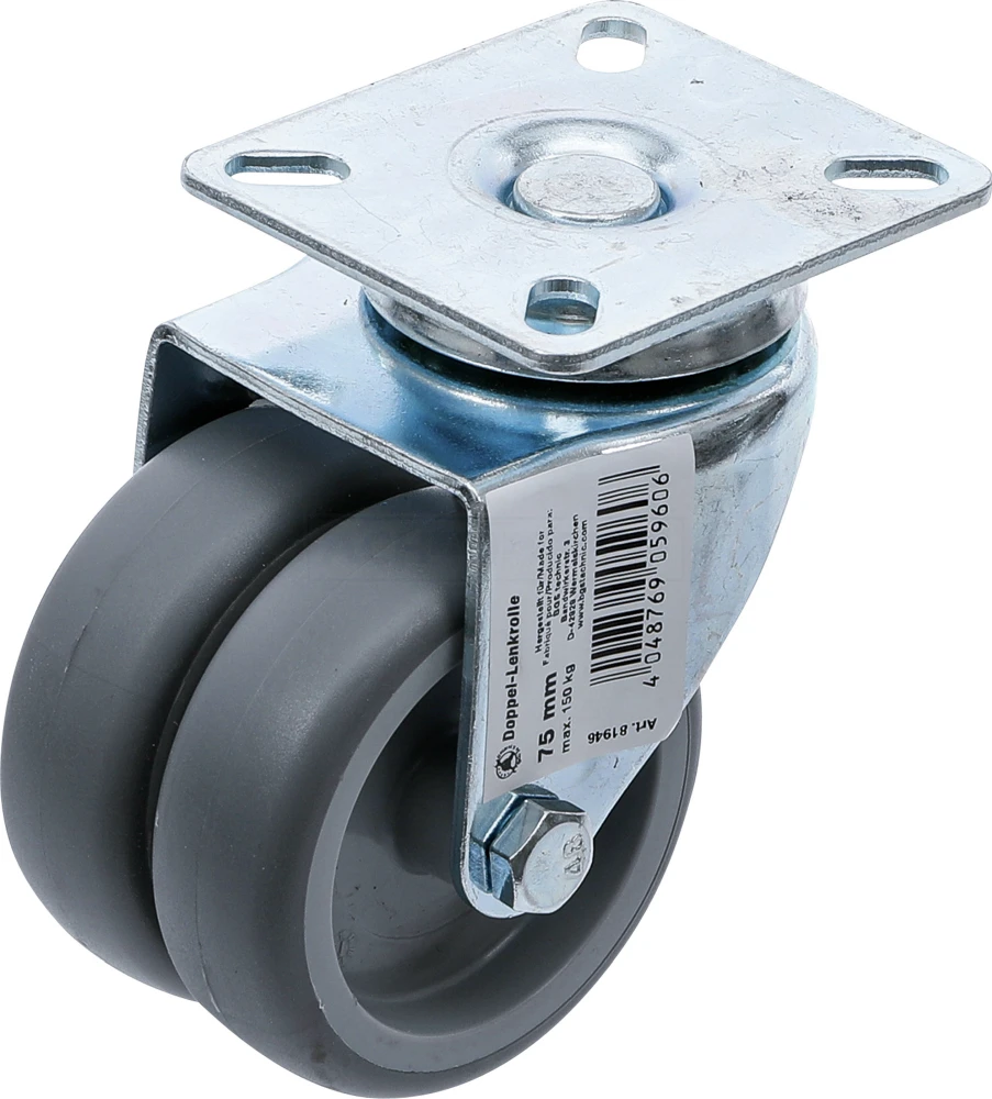 BGS DIY Doppel-Lenkrolle | Ø 75 mm – 81946