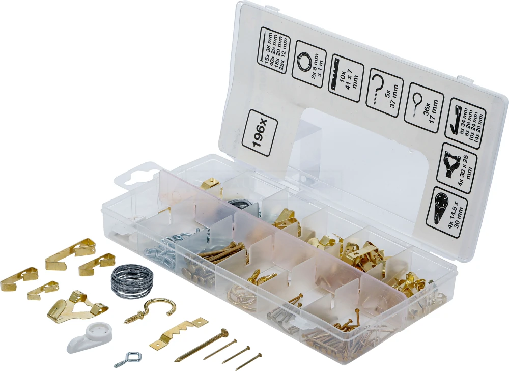 BGS DIY Bilderhaken-Sortiment | 196-tlg. – 88198