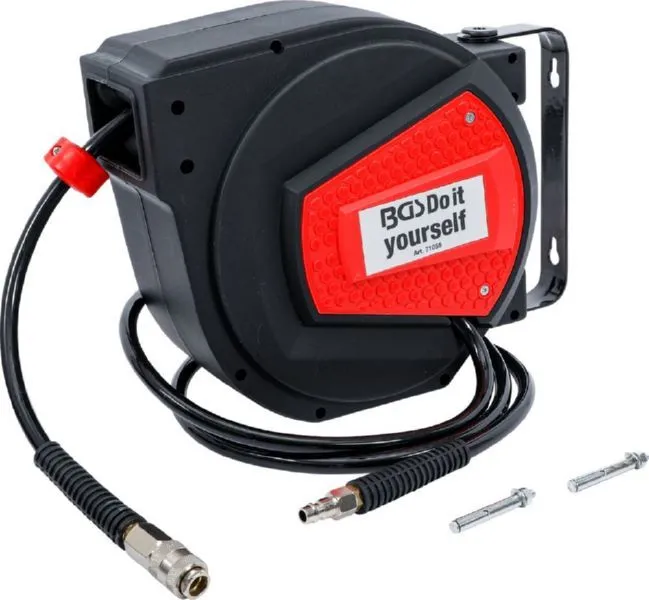 BGS Diy Druckluftschlauch mit Aufroller10 m + 1,5 m automatisch