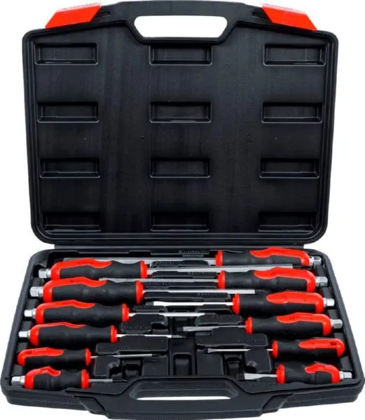BGS Diy Schraubendreher Satz 12 teilig in Rot/Schwarz