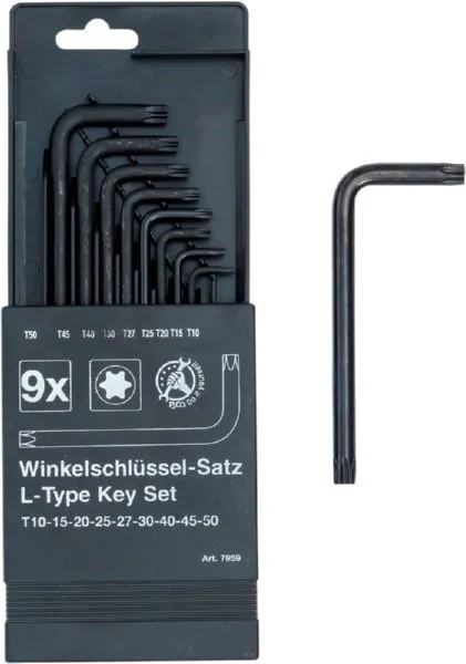 BGS Diy Winkelschlüssel Satz T-Profil für Torx T10 - T50 9 teilig