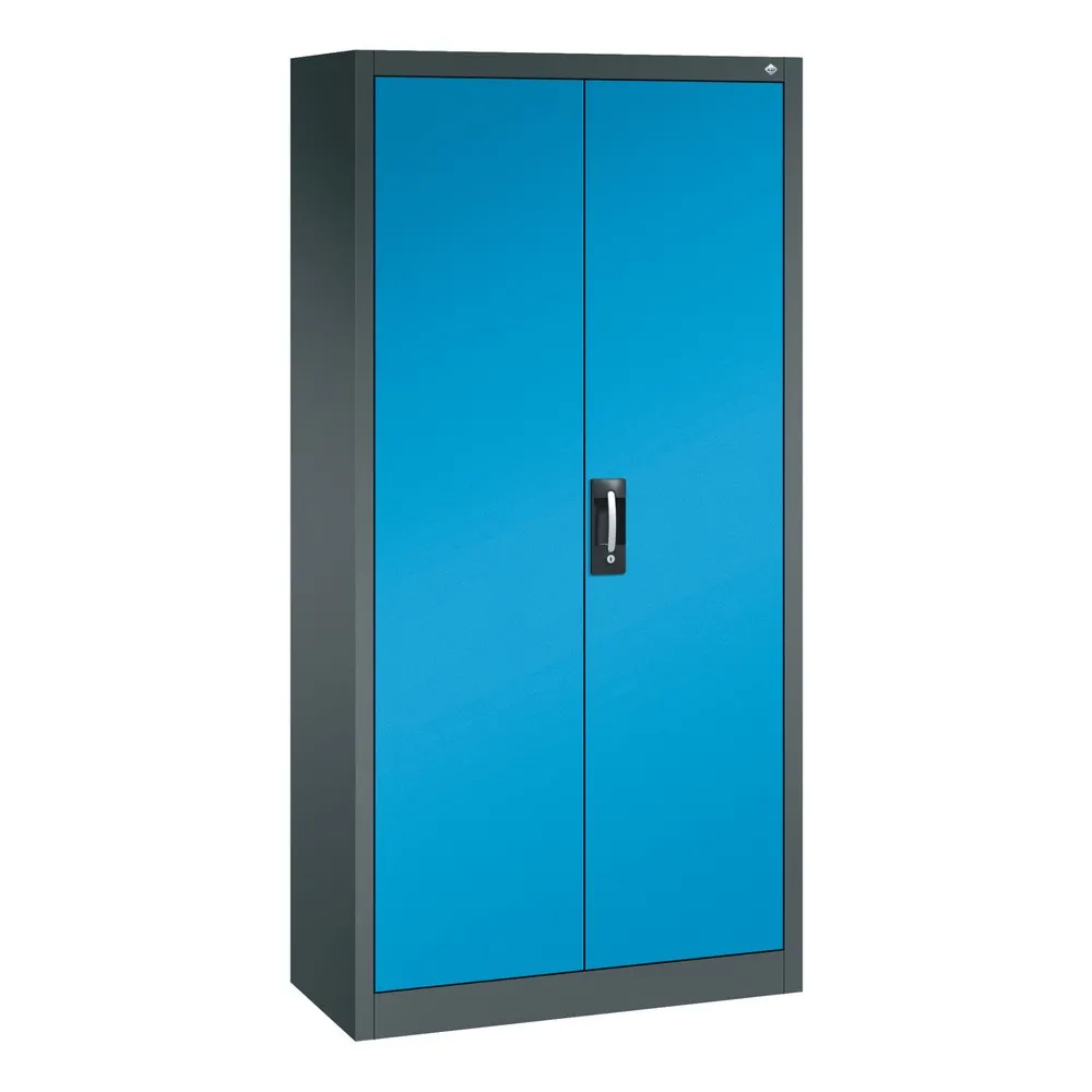 C+P Flügeltürenschrank mit 21 Fächern, HxBxT 1.950 x 930 x 400 mm, anthrazitgrau, lichtblau