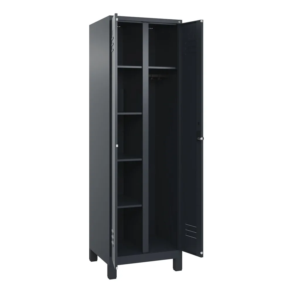 C+P Wäsche-, Kombispind Classic PLUS, Füße, 2 Abteile, HxBxT 1.950 x 600 x 500 mm, anthrazitgrau, anthrazitgrau, für Vorhängeschloss