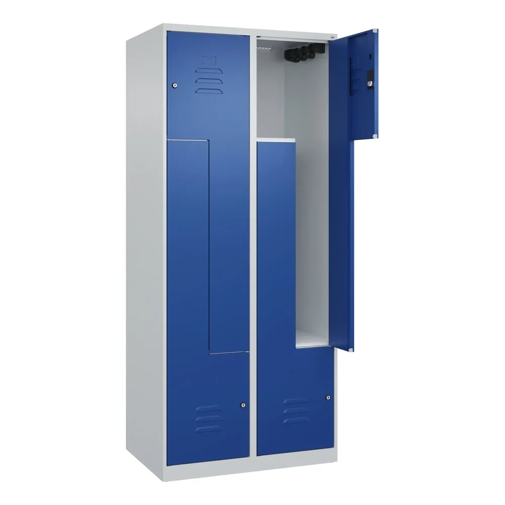 C+P Z-Spind Classic PLUS, 4 Abteile, HxBxT 1.850 x 800 x 500 mm, lichtgrau, enzianblau, Zylinderschloss