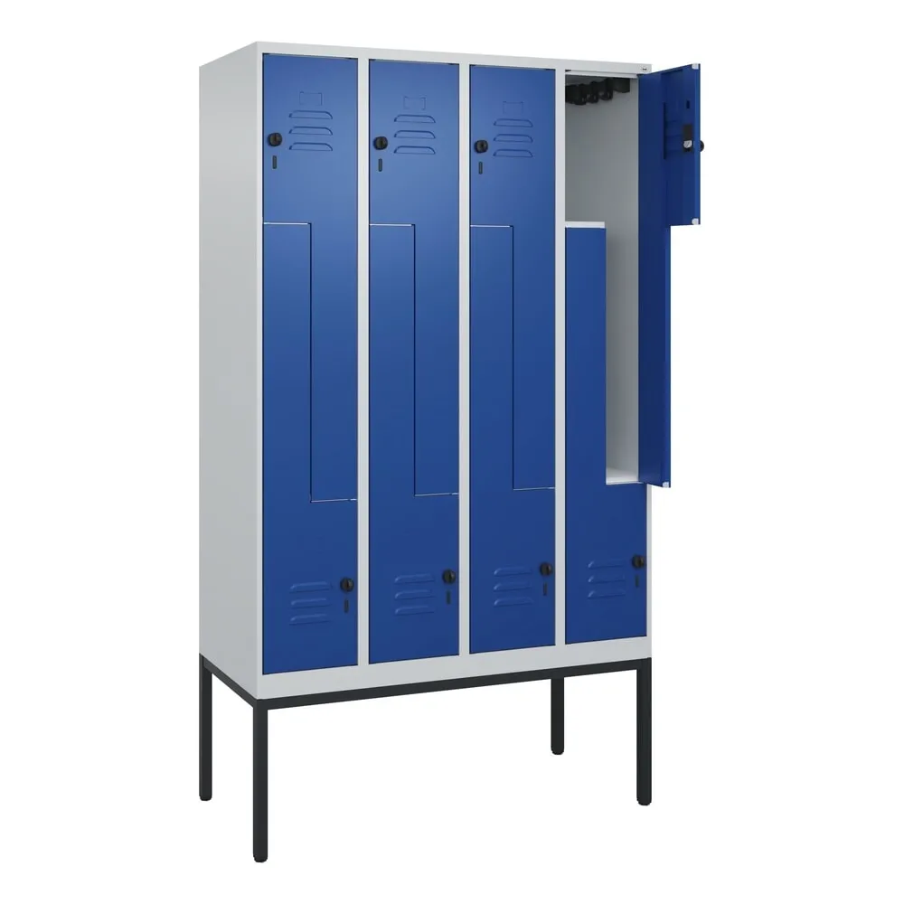 C+P Z-Spind Classic PLUS, Gestell, 8 Abteile, HxBxT 2.120 x 1.200 x 500 mm, lichtgrau, enzianblau, für Vorhängeschloss