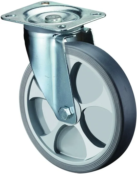 Lenkrolle D.200mm Trgf.220kg thermopl.Ku.Platte L135xB110mm BS ROLLEN