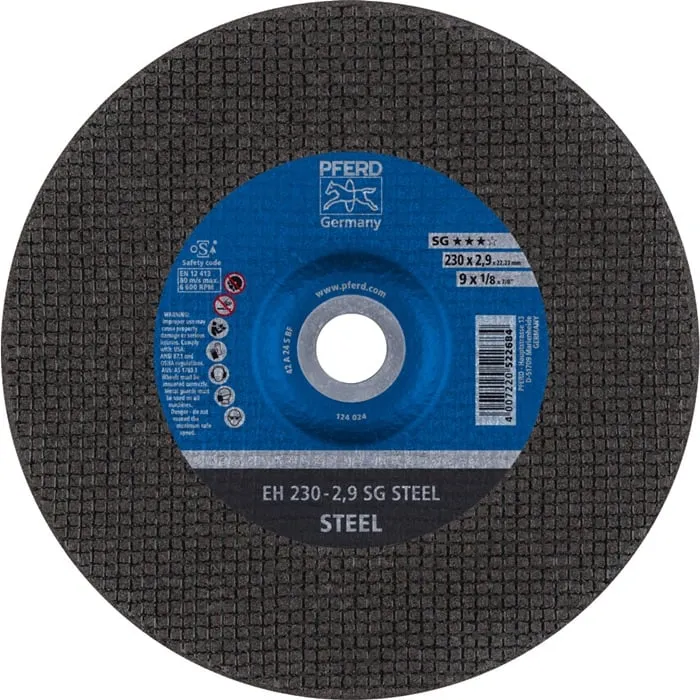 Trennscheibe SG STEEL D230mm x2,9mm gekr.STA Bohr.22,23mm PFERD VE: 25St.