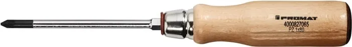 Schraubendreher Gr.PZD 1 Klingen-L.80mm Holzgr.Rundkl.m.6KT Ans.PROMAT