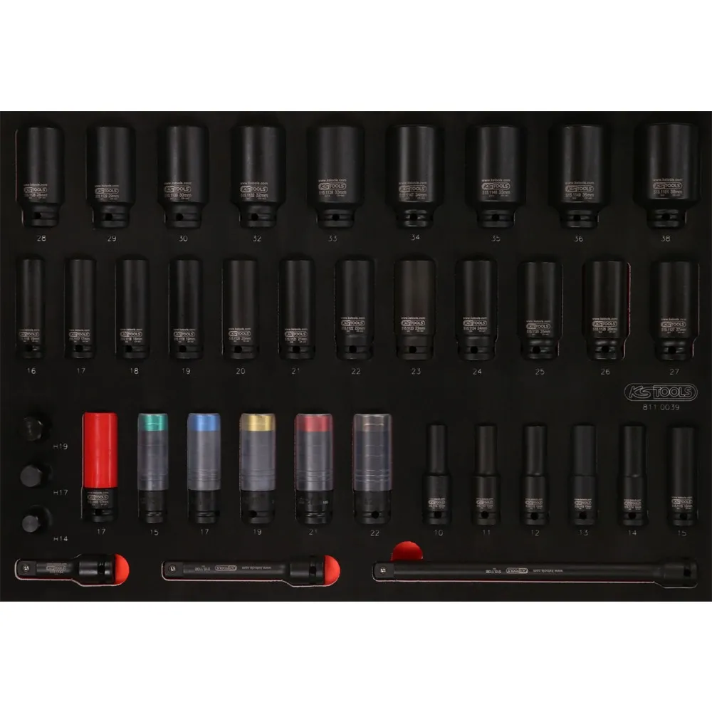 KS TOOLS 1/2'' Kraft-Stecknuss-Satz in Schaumstoffeinlage, 39-tlg