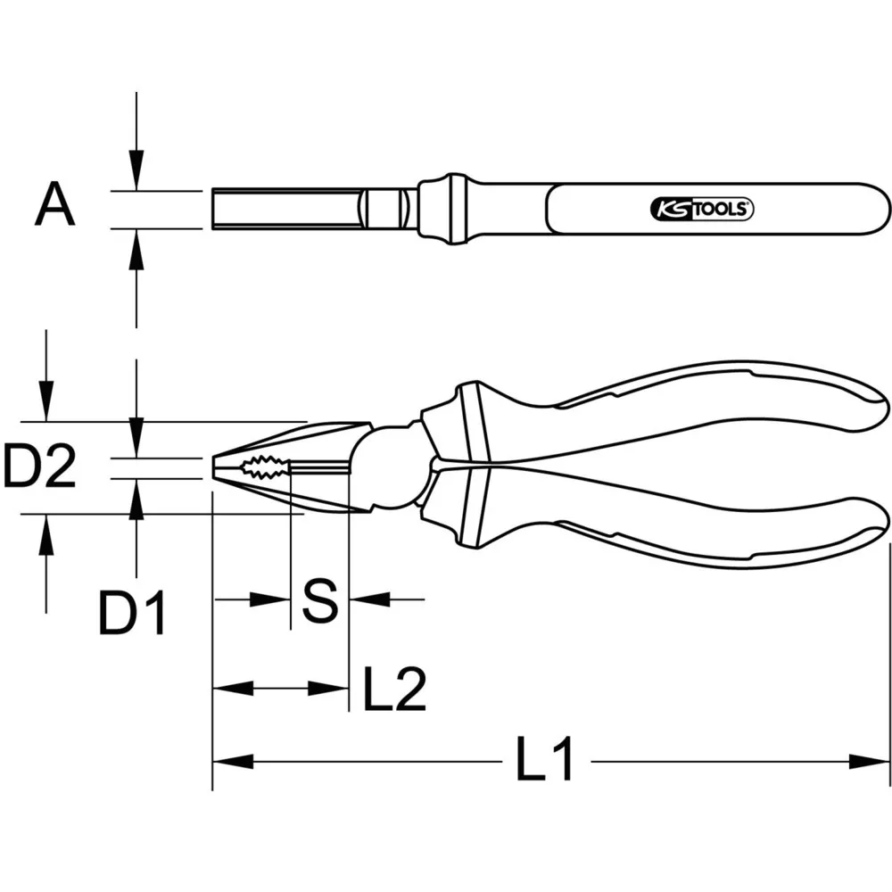 KS TOOLS EDELSTAHL Kombinationszange, 200mm