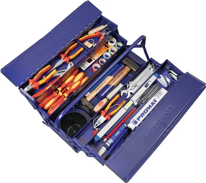 Werkzeugsortiment 66tlg.im Stahlblechkasten f.Elektriker