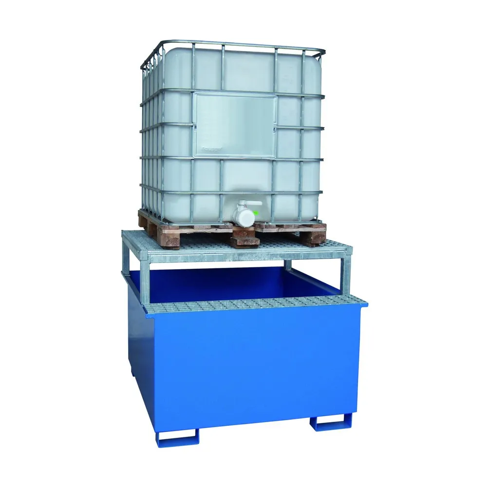 LaCont Auffangwanne, HxBxT 1.070 x 1.360 x 1.300 mm, Ü-Zeichen, lackiert, RAL 5015 himmelblau