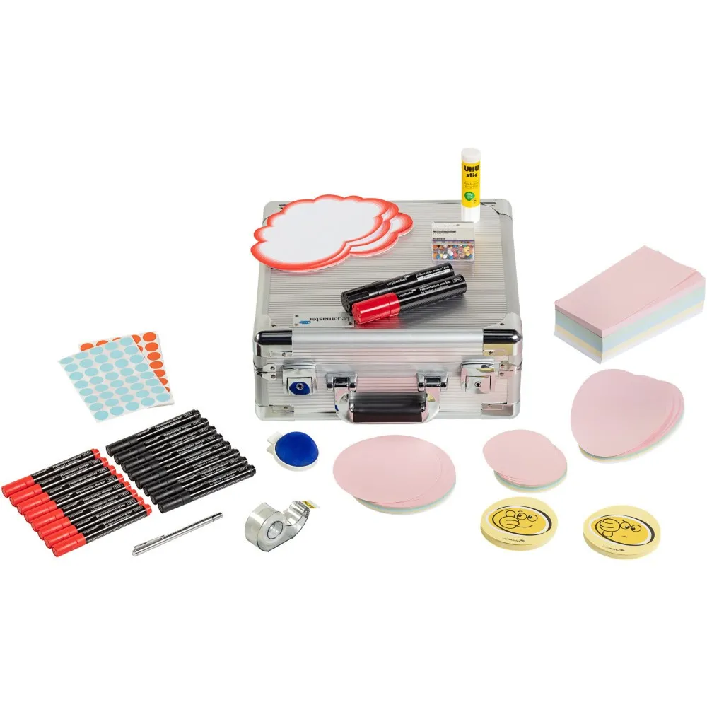 Legamaster Moderatorenkoffer PRACTIC, silber, HxBxT 350 x 350 x 140 mm, 2.100-teilig