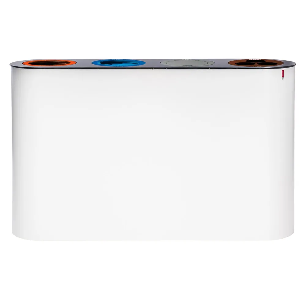 LUNE Abfalltrennanlage Split, weiß, anthrazit, 4x38 Liter