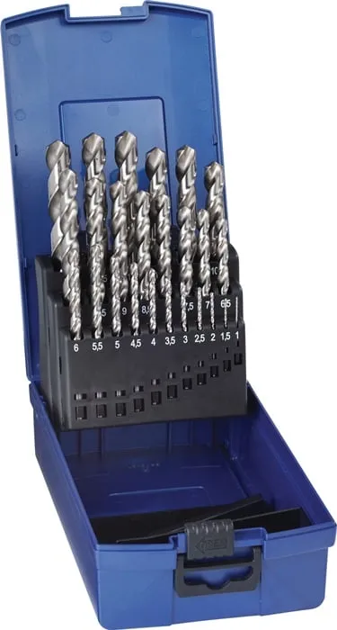 Spiralbohrersatz DIN 338 Typ W D.1-13x0,5mm HSS 25tlg.Ku.-Kass.PROMAT