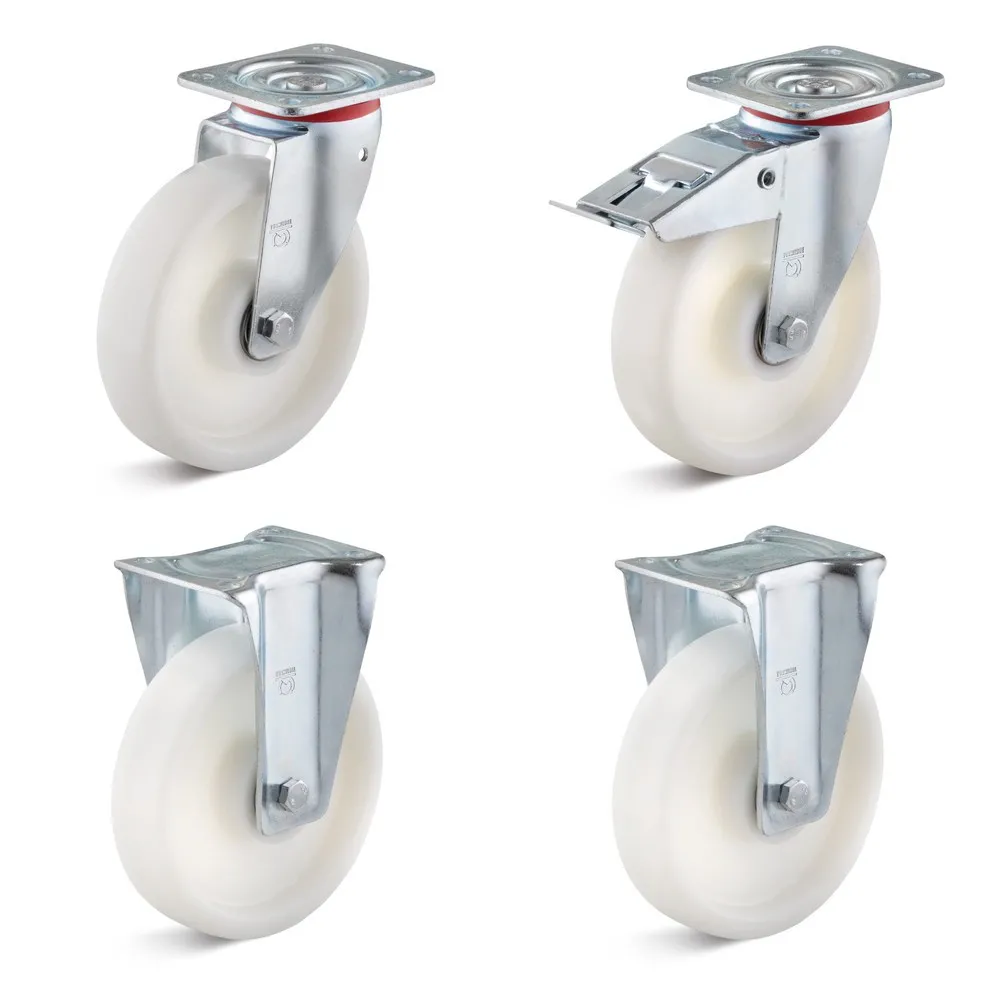 Polyamid Radsatz für RR-Industrietechnik® Kippbehälter, ø175 mm, Lauffläche weiß