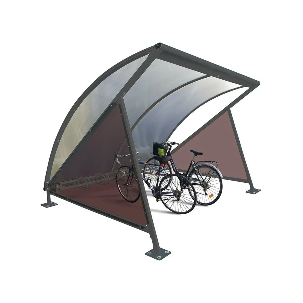 PROCITY® Halbmond-Überdachung, Grundmodell, mit getönten Verkleidungen, Fahrradständer 6 Plätze, anthrazit