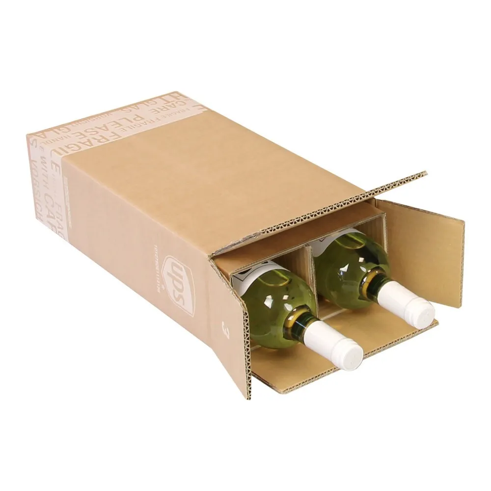 PTZ-Flaschenkarton 2-wellig, 205 x 105 x 400 mm ( L x B x H ), braun, postgepr.