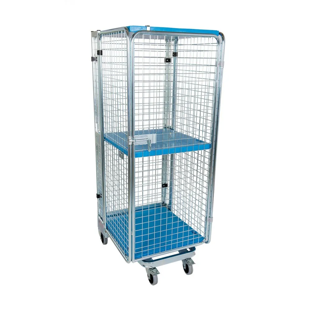 Rollbehälter nestbar ADB 1600 KU, 725 x 880 mm, 5-seitig, Dach KU, 1 Tür, 1 ZWB KU klappbar, Cr 3