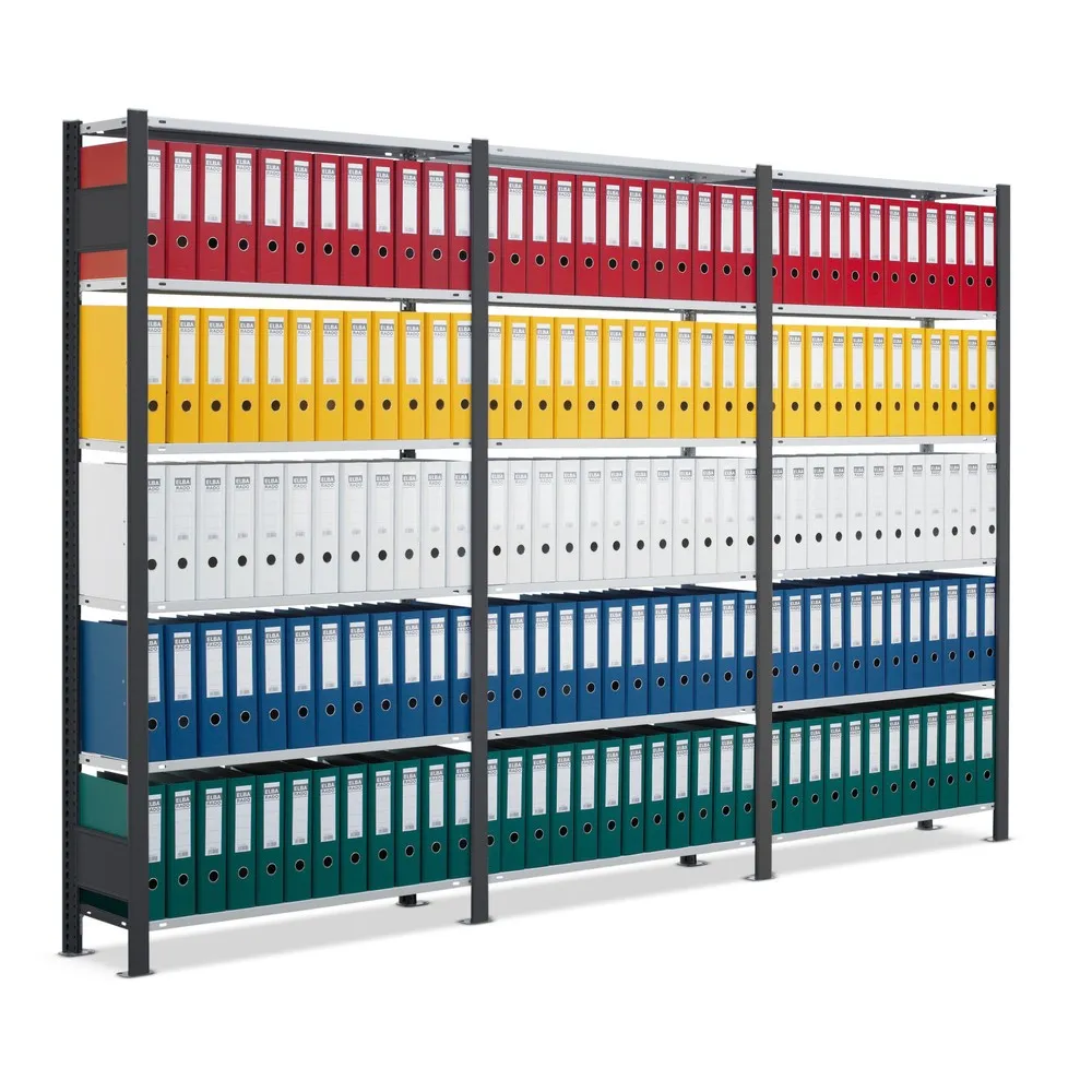 SCHULTE Komplettpaket Aktenregal, einseitig, Fachlast 85 kg, HxBxT 2.000 x 3.000 x 300 mm, schwarz