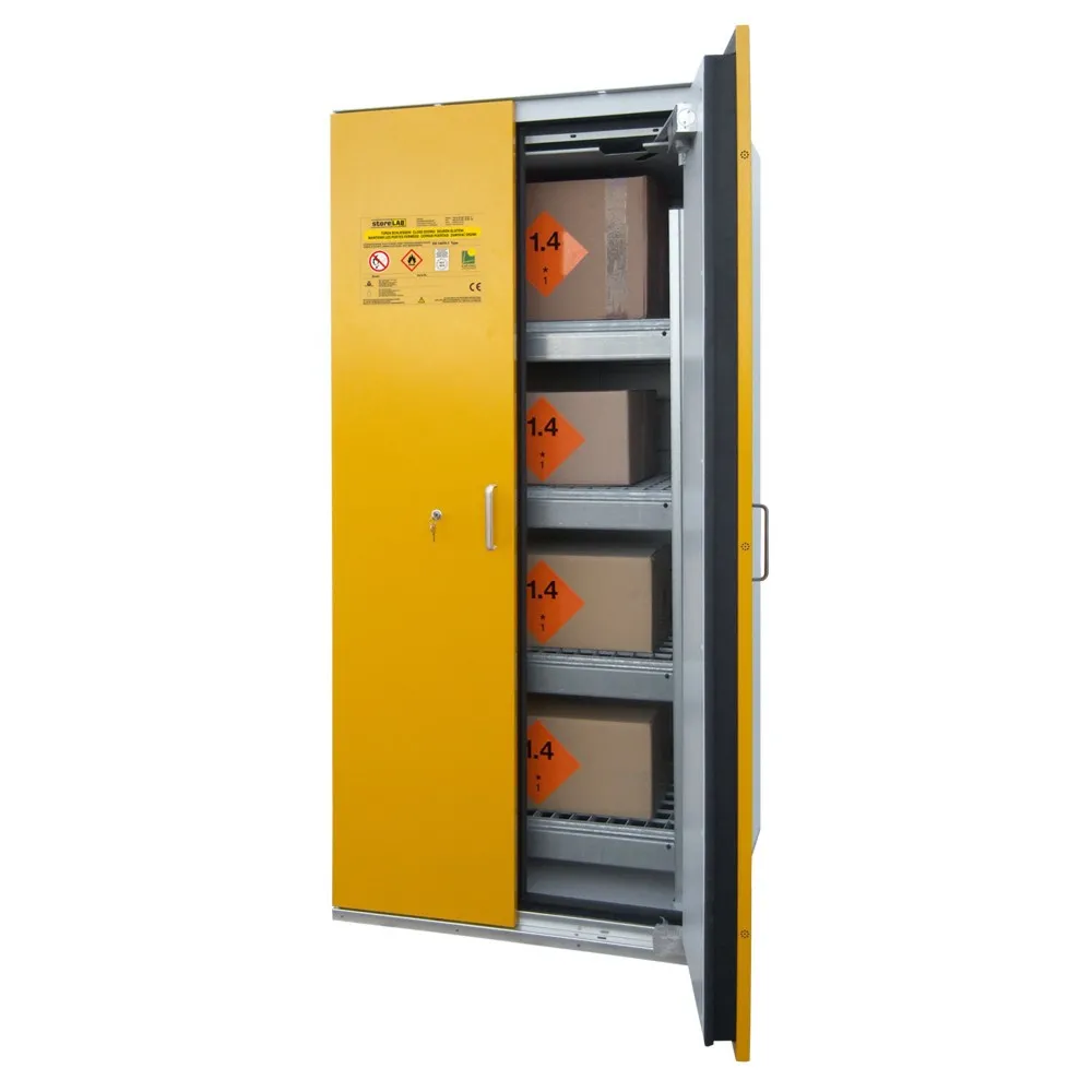 storeLAB Chemikalienschrank SiS Typ 90 / 900 Air, HxBxT 1935 x 900 x 900 mm, RAL 7035 lichtgrau, RAL 1007 narzissengelb