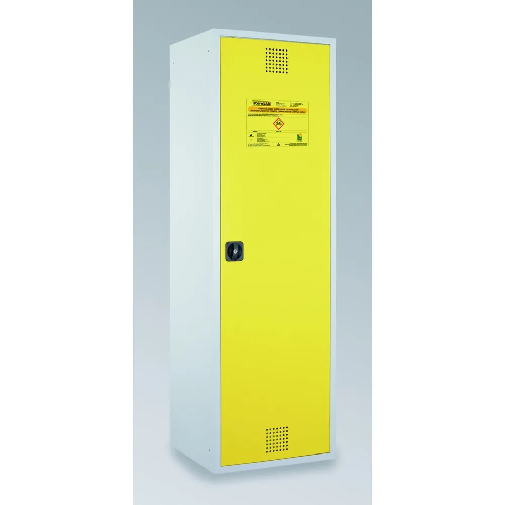 storeLAB Chemikalienschrank CHS 600, HxBxT 1935 x 600 x 570 mm, RAL 7035 lichtgrau, RAL 1018 zinkgelb
