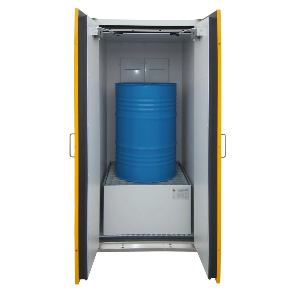 storeLAB Sicherheits-Brandschutzschrank SiS-FAS Typ 90 / 900-EW, HxBxT 1935 x 900 x 900 mm, RAL 7035 lichtgrau, RAL 1007 narzissengelb