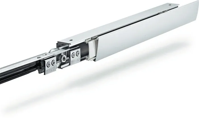 Schiebesyst.Levolan 60 60kg 1650mm Edelstahllook Glasflg.Kompletts.