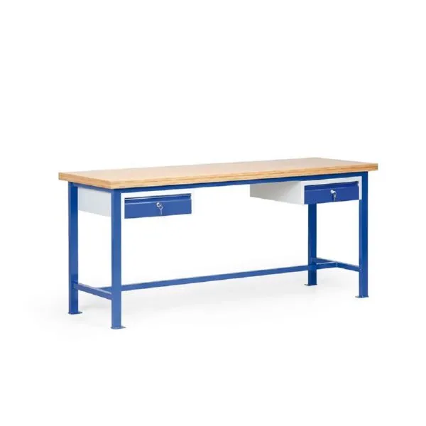 Taurotec Kombiwerkbank 2000 x 700 mm Multiplexholz mit 2 Schubladen