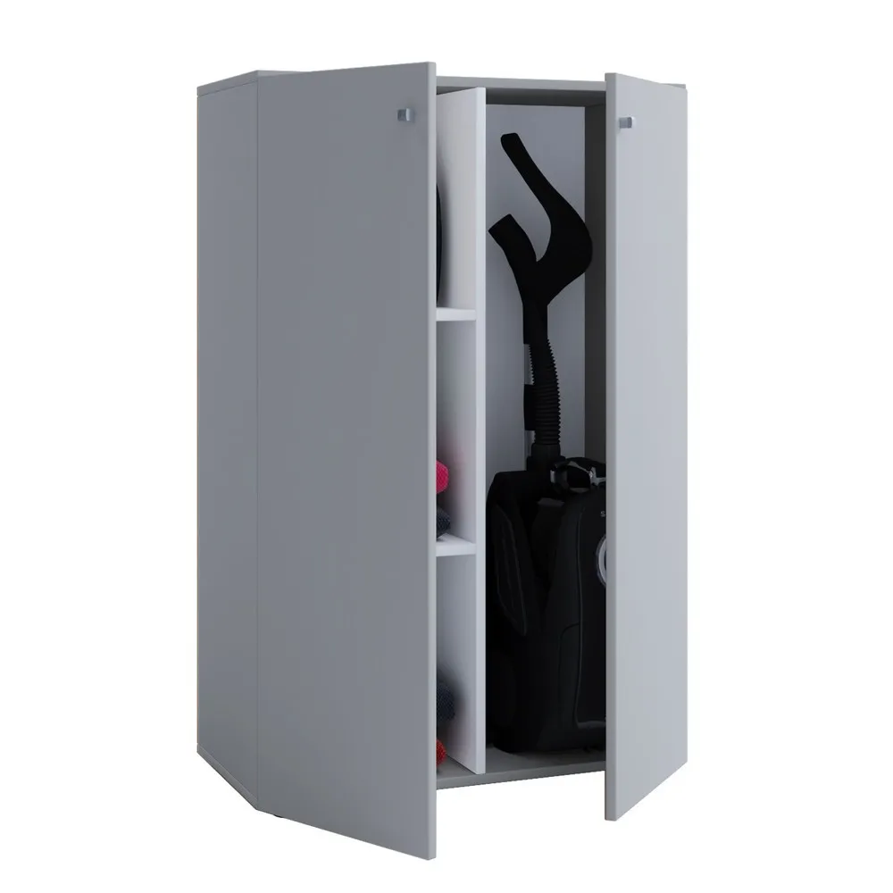 VCM Putzschrank Lona Mini mit Türen, grau