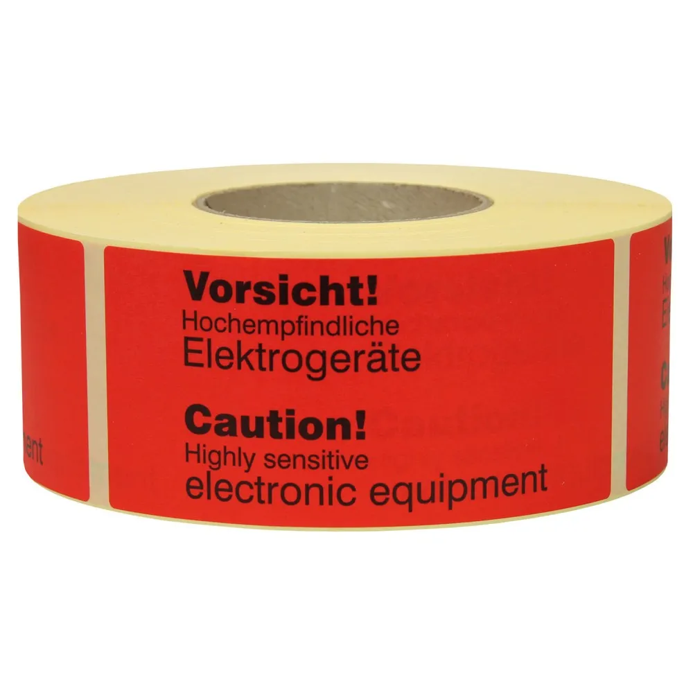 Warnetiketten, 145 x 70 mm, aus Papier, "Sensitive electronic equipment"