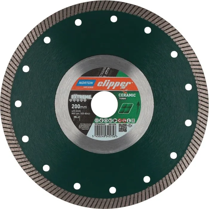 Diamanttrennscheibe Extreme Ceramic Turbo D200mm Bohr25,4mm 1,4mm NORTON CLIPPER