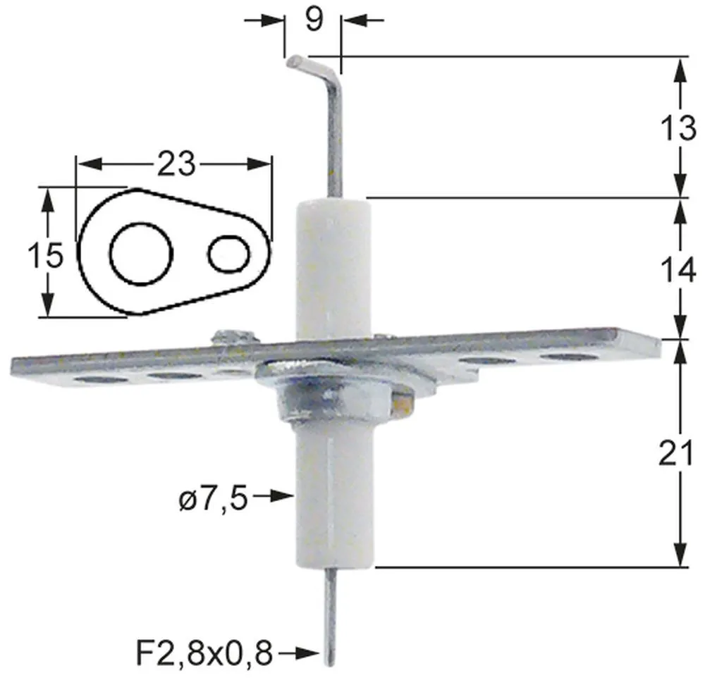 Zündelektrode für Fagor HVG-10-11, HVG-2-10-11 Anschluss F2,8x0,8