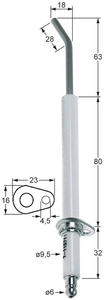 Zündelektrode für Fagor HCG-10-11, HCG-10-21 Befestigung Flansch