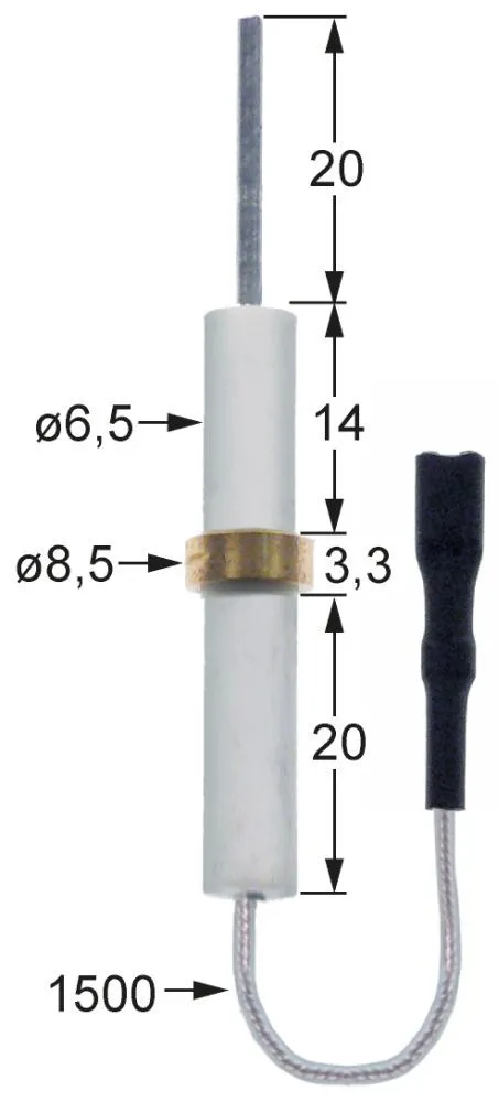 Zündelektrode für Lincat Anschluss F2,8 Kabel 1500mm Körperlänge1 14mm