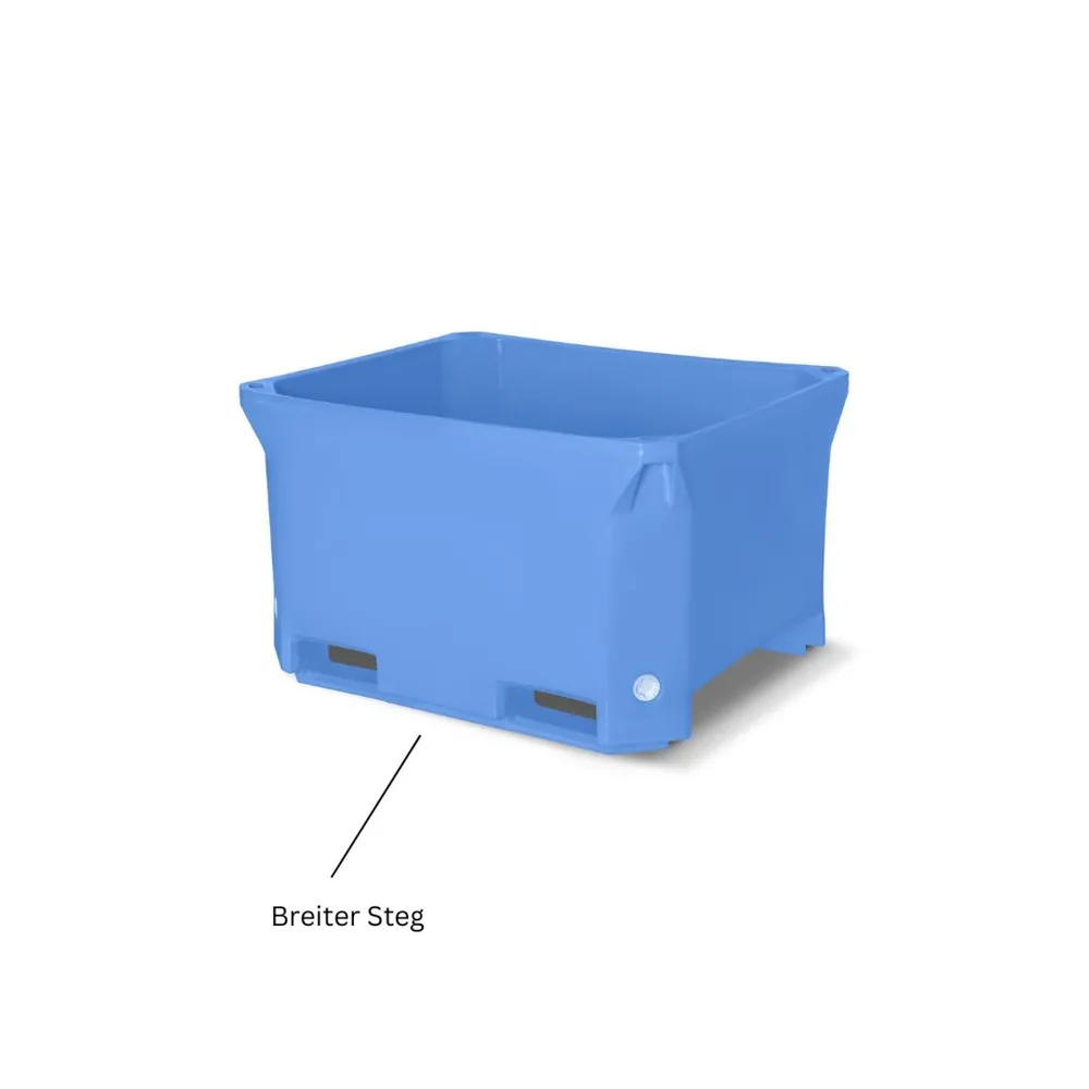 Isolierter Container aus HDPE mit PE-Schaum-Isolierung, breiter Steg, blau