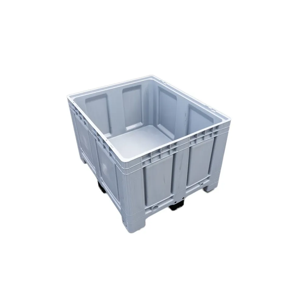 Palettenbox, 680 Liter, auf 3 Kufen, grau